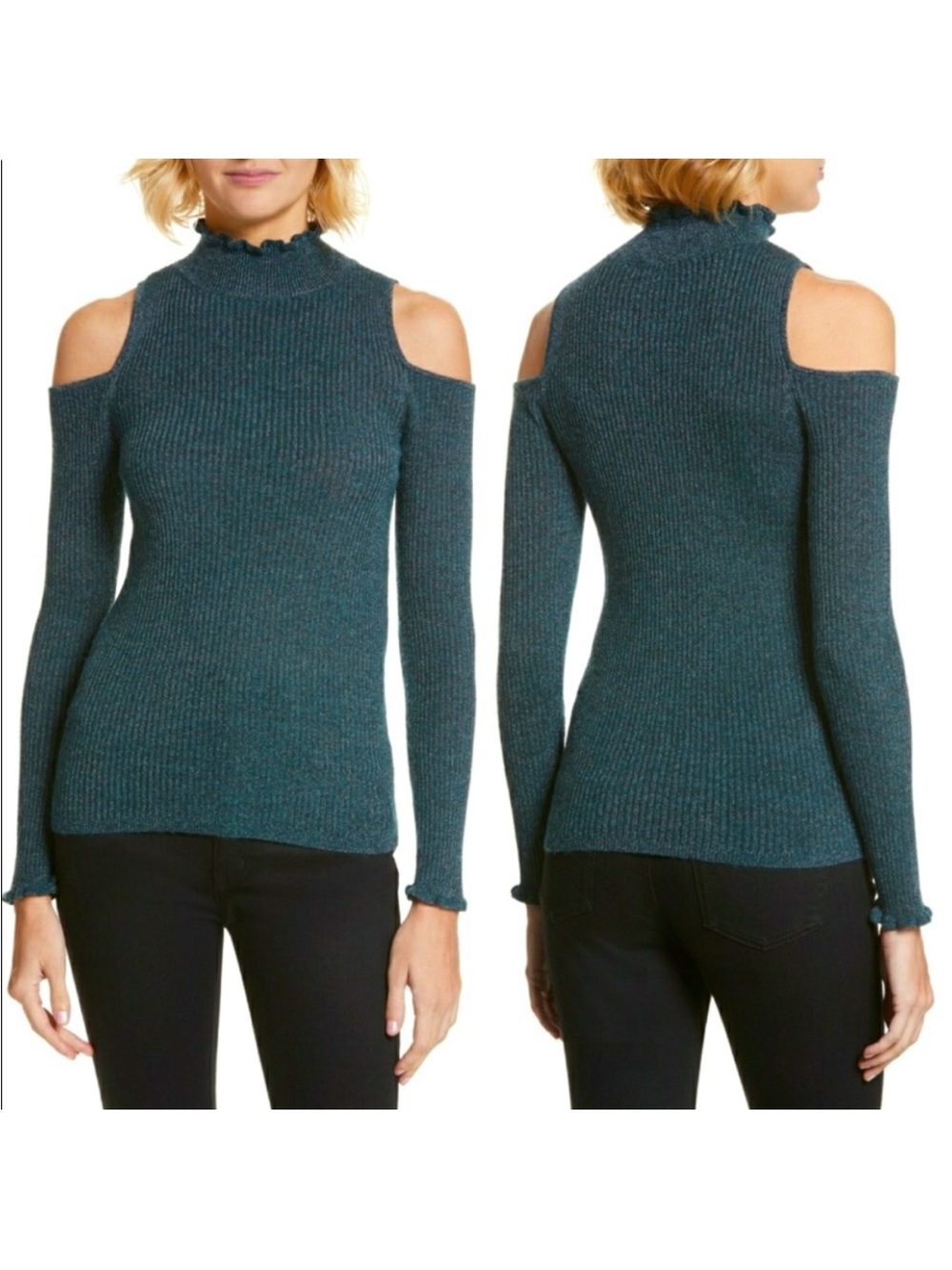 NEW Rebecca Taylor Glittery Green Knit Top